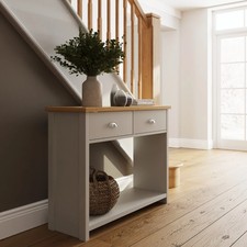 Grey Hallway  Console Table Storage 2 Drawers Entryway Living Bedroom Lancaster