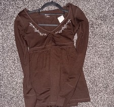 Hollister XS Long sleeve pinch bust babydoll top Brown
