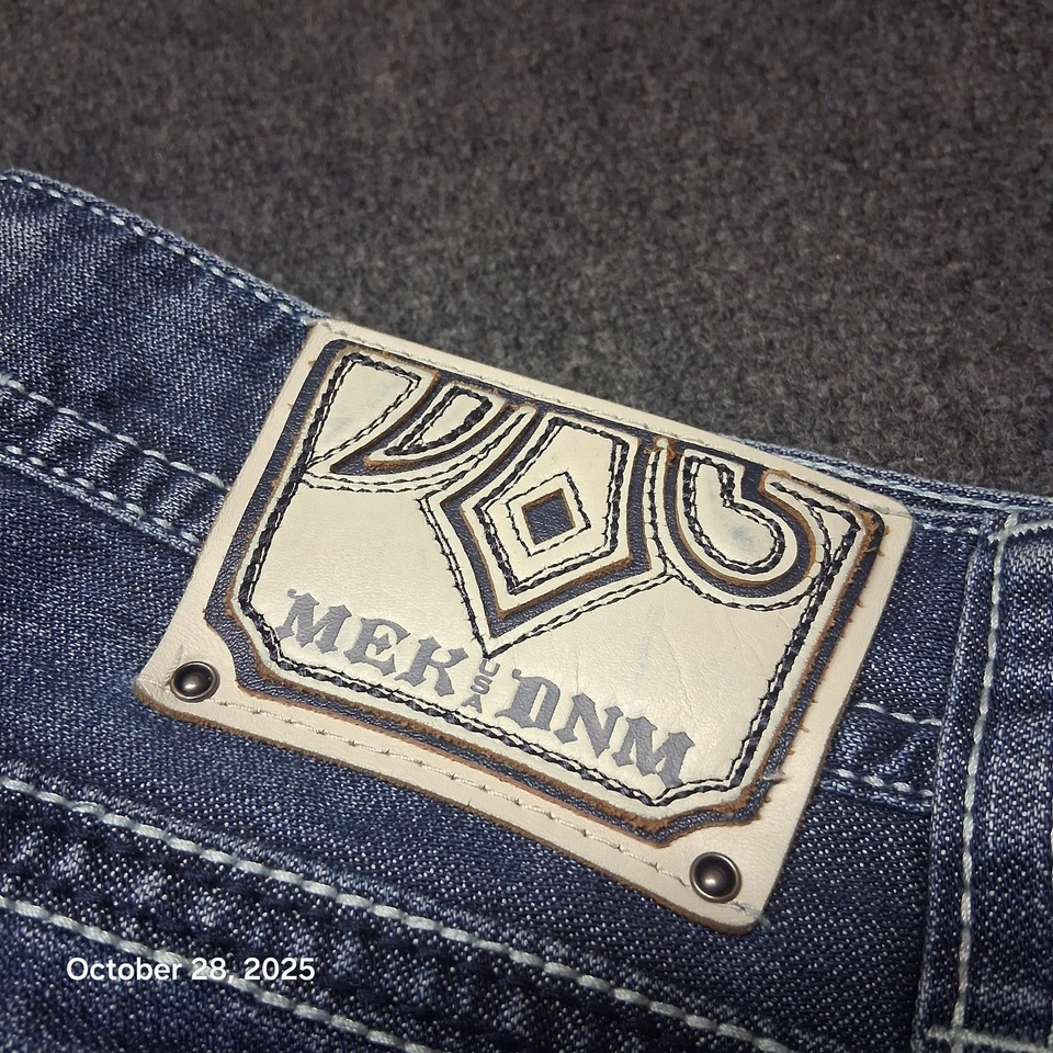 MEK DNM Debrecen Bootcut Y2K Jeans Size 33x32 Embroidered Button Fly Back Flap - Image 2 of 4