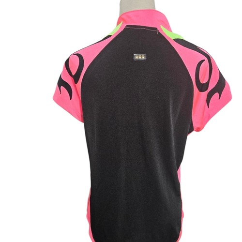 Jamie Sadock Black and Pink Short Sleeve Athletic Golf Top - Picture 4 of 6