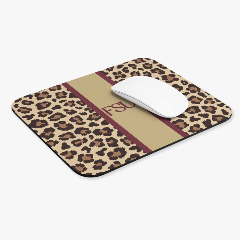 Custom Monogram Leopard Mouse Pad FSU Noles Personalized Desk Garnet Gold - Image 3 of 4