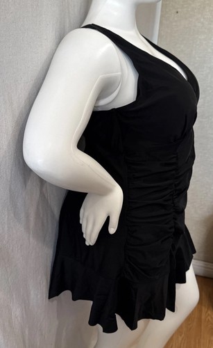 Torrid Bathing Suit Womens 3 Black Ruched Swimsuit One Piece Dress - Picture 4 of 15