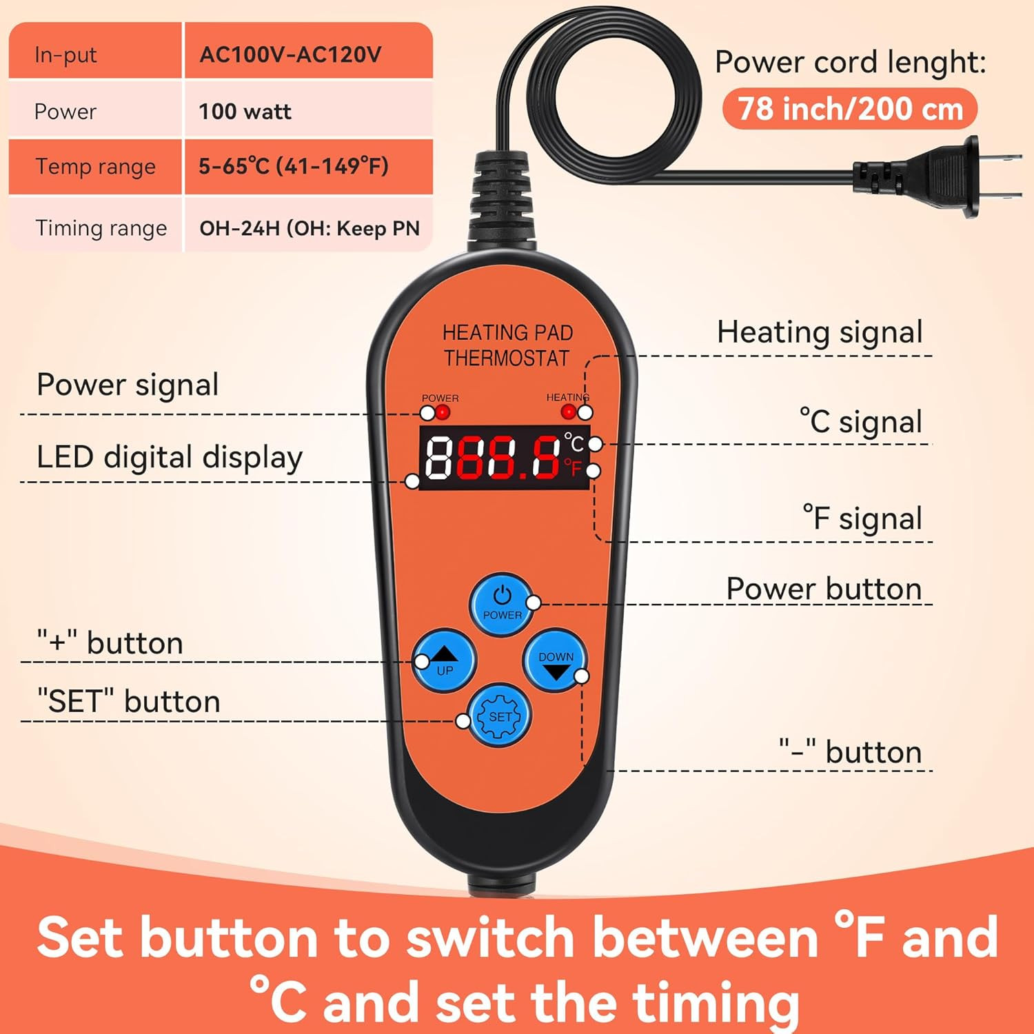 Honey Bucket Heater 5 Gallon with Bottom Heating Pad, Honey Blanket with Tempera