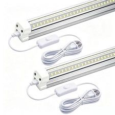 2 Pack 2FT 24W LED Tube Light Bulbs 3000K Warm White T8 LED Shop Light Fixture