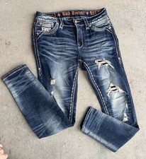 MINT Distressed Rock Revival Mid-Rise Skinny Jeans REINA Size: 27 Women  s