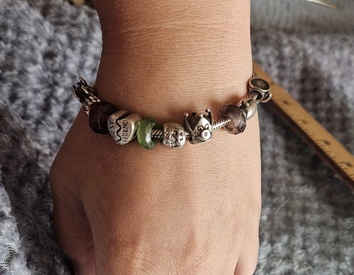 Chamilia Sterling Silver Charm Cuff Bracelet with 10 Charms - Picture 10 of 10