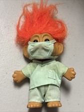 Vintage Troll Doll Doctor Surgeon Green Scrubs Mask Orange Hair 1990s Russ Style