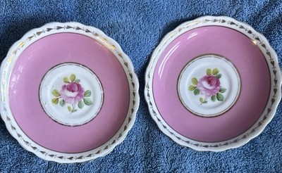 Vintage England  Paragon Double Warren s Rose Saucers