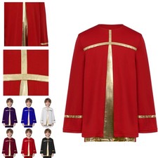 Boys Praise Liturgical Dance Tops Metallic Cross Worship Pullover Shirts Church