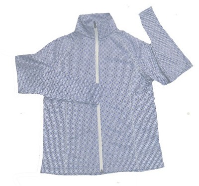 SM MAGNOLIA LANE TECH New Blue White Geometric Zip up Golf Jacket Small