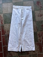 Vintage 40s 50s USN White Cotton Trousers Pants Button Fly WW2 Size 31x25