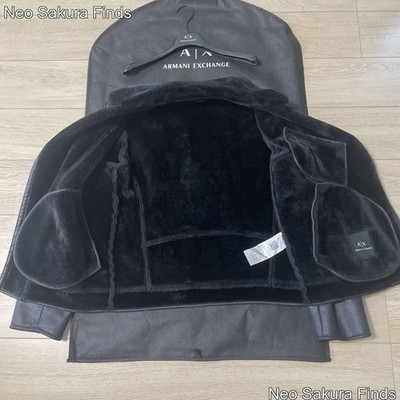 Armani Exchange Black Leather Rider Jacket Men's XS Blouson Black
