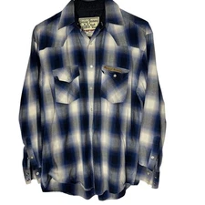 Jesse James Work Wear Mens West Coast Choppers Plaid Med Snap Button Down Shirt