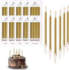 60 Pezzi Candeline Compleanno Particolari Lunghe Sottili, Candele Oro Champagne,