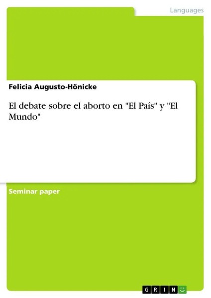Felicia Augusto-HöNicke | El Debate Sobre El Aborto En El PaíS Y El Mundo | Buch-image