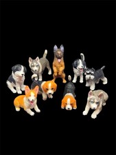 9-Piece Mini Miniature Dog Figurines Set Realistic Hand-Painted Puppy Toys A4