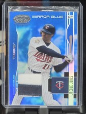 2003 Leaf Certified Materials Jacque Jones #104 Mirror Blue Materials /100 PATCH