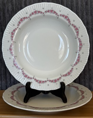 Graf von Henneberg 2 Salad Plates 9 Inch Pink Rose Garland Germany 1973 To 1977