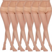 MANZI 6 Pairs Pantyhose for Women 20 Denier High Waist Sheer Tights X-Large