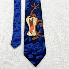 Looney Tunes Blue Tasmanian Devil Men  s Necktie 3.75x58.5  Silk Made In Italy