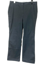 Lands End Women's Chino Trouser Leg Pants Size 12 Gun Metal Blue Cotton Stretch