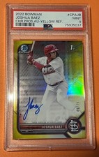 Joshua Baez 2022 Bowman Chrome 1st Prospect Yellow Refractor RC Auto /75 PSA 9