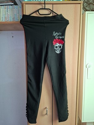 Leggings von Roberto Geissini, Größe XXL(fällt kleiner aus), schwarz mit Druck