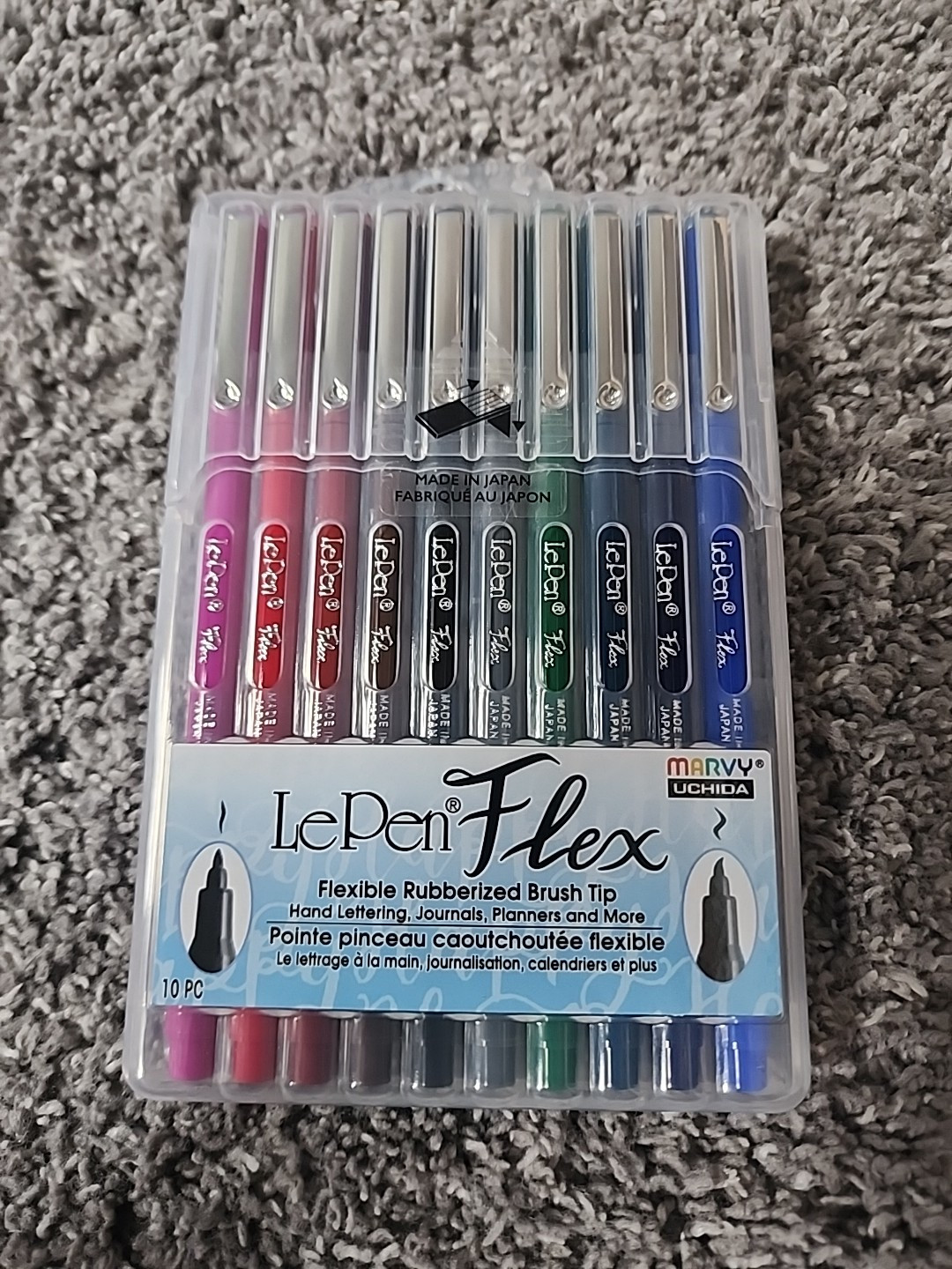 Marvy Uchida Le Flex 10 Piece Set Writing Pen, Primary Color