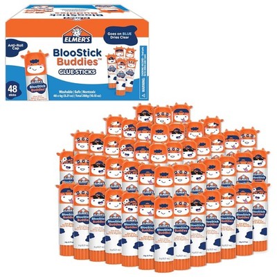 Elmer's BlooStick Buddies Glue Sticks 48 Count Blue Washable Classroom