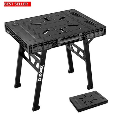 Compact Heavy-Duty Work Table: 34'' Foldable Design, Ideal for Workshops