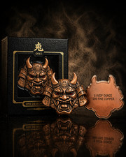 NEW 5 oz .999 Fine Copper Oni Mask Art Bar | 5,000 Mintage & Display Box