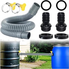Regentonnen Verbinder Set Wasseranschluss Regentonnendurchf&uuml;hrung Schlauch 50cm