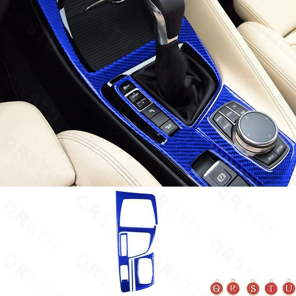Juego completo de 32 piezas de embellecedor interior de fibra de carbono azul para BMW X1 F48 2016-18 Foto 4 de 4