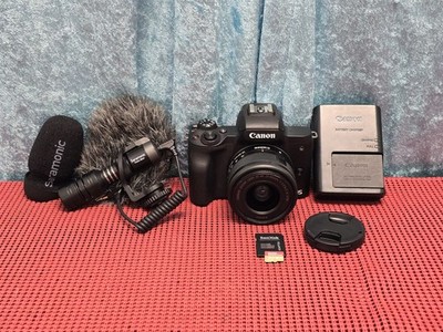 CANON EOS M50 MIRRORLESS CAMERA 24.1MP W/ CANON 15-45mm ZOOM LENS AND MIC