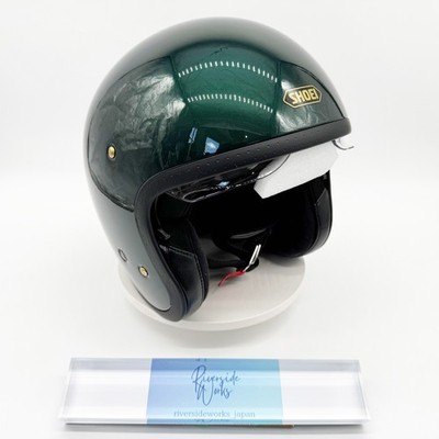 Shoei J O British Green Open Face Scooter Motorcycle Jet Helmet