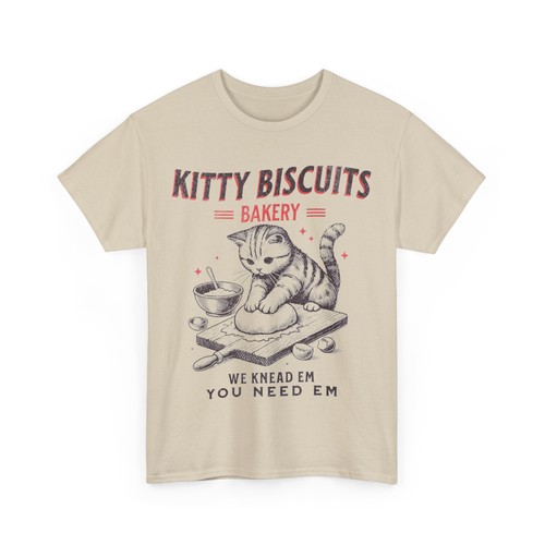 Cat Baking T-Shirt, Kitty Biscuits We Knead Em You Need Em Funny Shirt - Picture 6 of 10