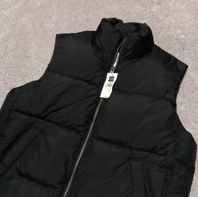 NEW Gap Puffer Vest Men Small Black Sleeveless Full Zip Jacket Collared VTG 2008