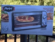 New Toaster Oven Stainless Steel Parini Toast Bake & Broil 800W Rack & Bake Pan