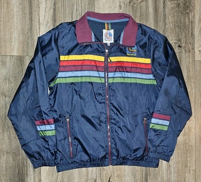 Vintage Track Jacket Rainbow Windbreaker Retro 80s 90s Size M