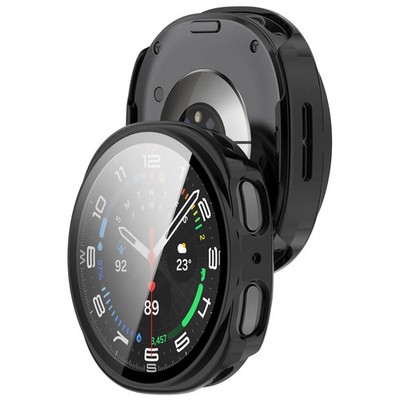Schutzhülle mit Glas für Galaxy Watch 8 40 mm Bizon Case Cover Etui Schwarz