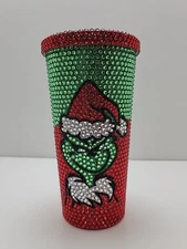 Grinch Rhinestone Tumbler 20 oz Stainless Steel | Bling Christmas Cup Only