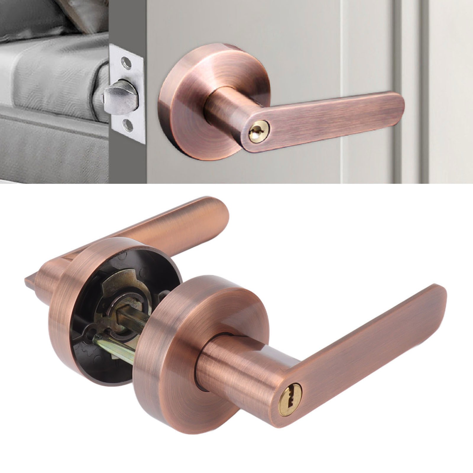 °Passage Door Lever Set Aluminum Alloy Door Entry Lever Lock For