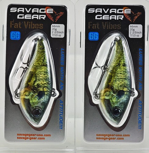(LOT OF 2) SAVAGE GEAR 2-2/3" FAT VIBES 66 7/10OZ FV-66-GG GHOST GILL E8404