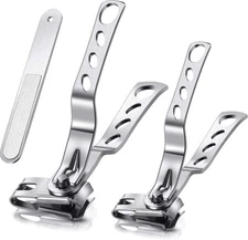 Mudder 3 Pieces 360 Degree Rotary Nail Clippers Set, Stainless Steel Silver 