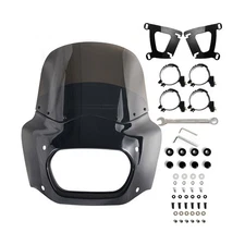 Motorcycle Fairing Windshield Kit, Retro Motorbike 11" Smoked Wind-Screen Bla...