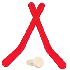 2 Sets Replacement Hockey Sticks and Pucks for Classic Wooden Tabletop Red