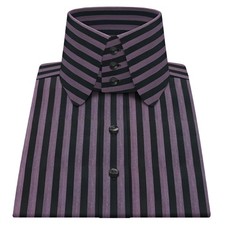 Mens 1930s Edwardian High Penny Round Collar Awning Stripe Theatre Costume Shirt