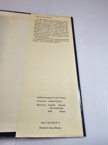 THE SILMARILLION by J.R.R. Tolkien - 1st Edition 1st Impression Hardcover 1977 - Picture 5 of 10