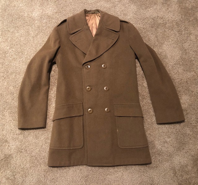 VINTAGE WWII US ARMY 194345 REGULATIONS OFFICER'S OVERCOAT DOUBLE