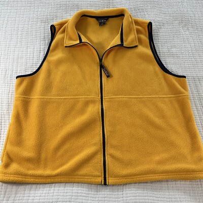 LL Bean Jacket Womens 3X Plus Yellow Vest Polartec Fleece Full Zip Outdoor Cozy
